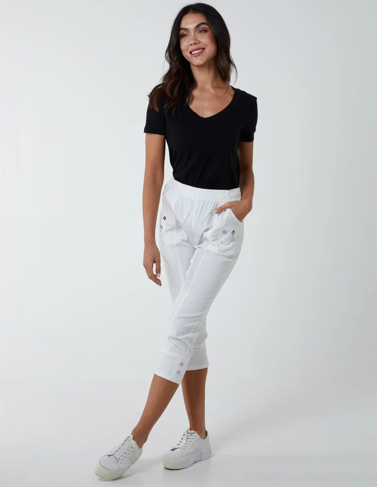 Blue Vanilla Zip Detail Crop Trouser