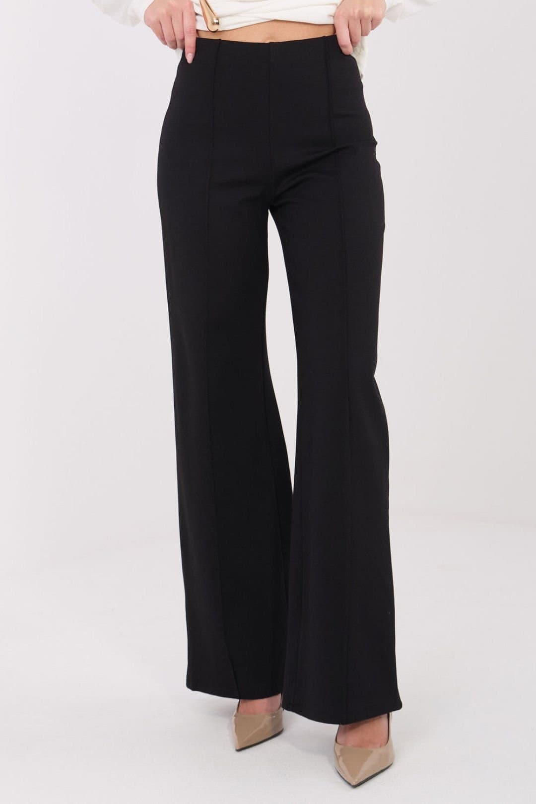 Love Lace Love Lace Black High Waist Wide Leg Trousers