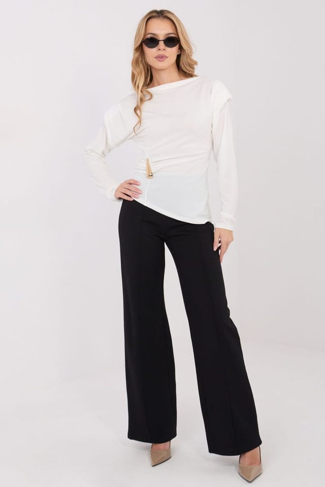 Love Lace Love Lace Women's Smooth High Waist Wide Leg Trousers in Black - 2
