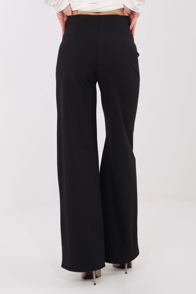 Love Lace Love Lace Women's Smooth High Waist Wide Leg Trousers in Black - 3