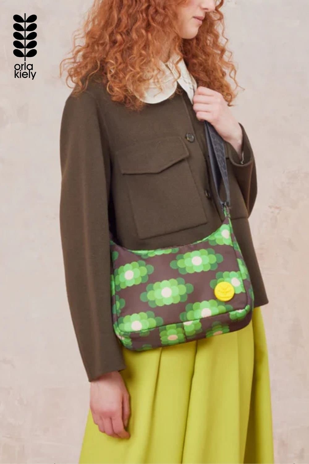 Orla Kiely Orla Kiely Ratio Small Hobo Bag - Flower Haze Neon Green
