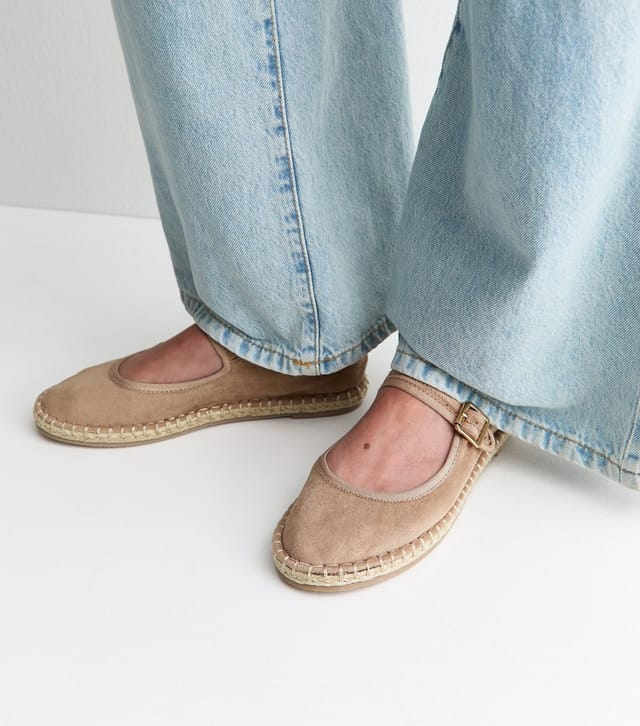 New Look Women's Light Brown Faux Suede Espadrille Flats Vegan New Look - 2