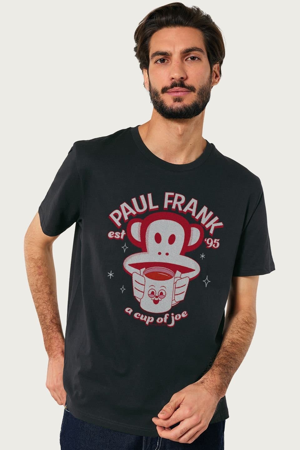 Paul Frank Paul Frank Men's Red A Cup Of Joe Coffee Julius Monkey T-Shirt in Black
