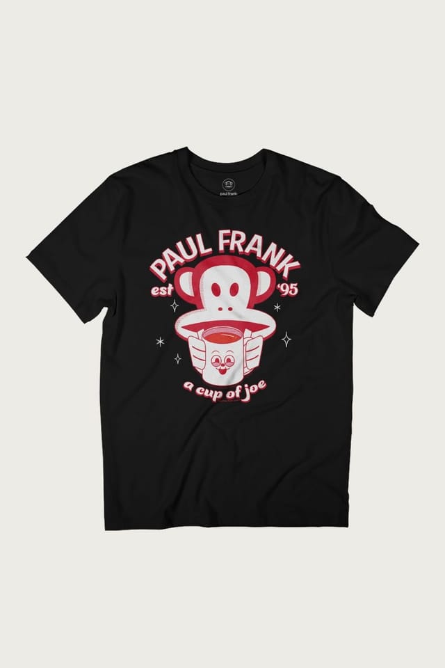 Paul Frank Paul Frank Men's Red A Cup Of Joe Coffee Julius Monkey T-Shirt in Black - 2