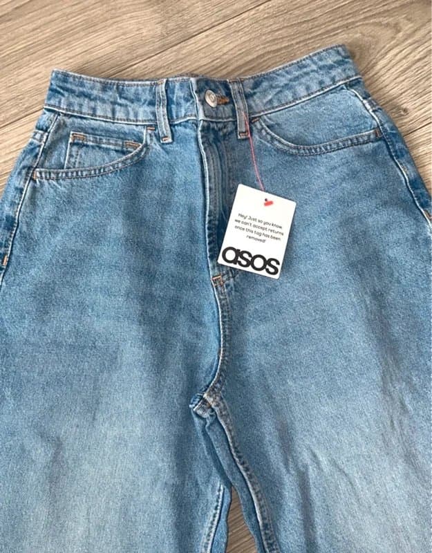 ASOS Women's ASOS high waist wide leg dad jeans in blue size 6