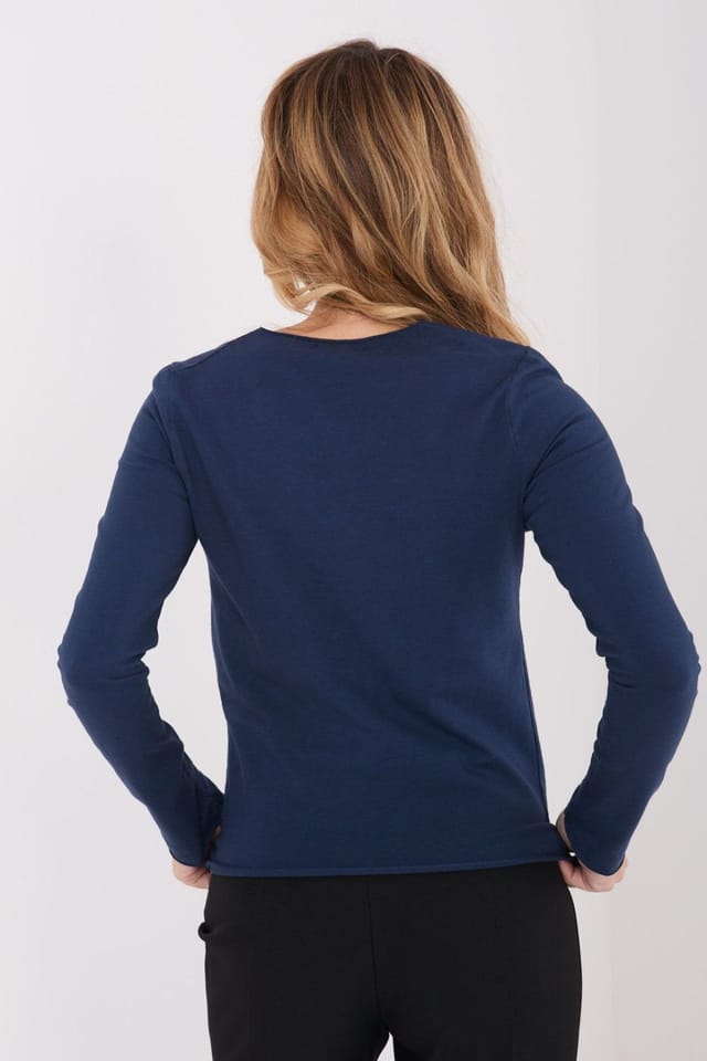 Love Lace Love Lace Women's Fitted Basic Long Sleeve Cotton Blouse in Blue - 3