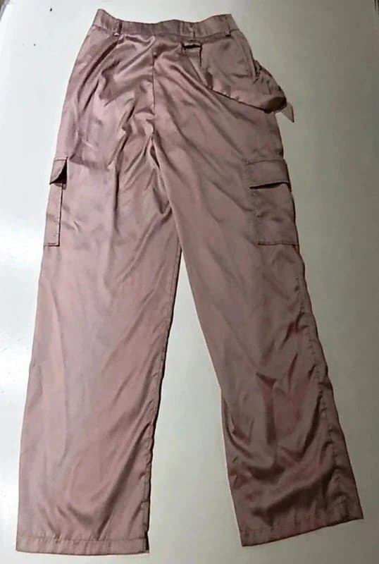 ASOS ASOS Design Satin Cargo Trousers Taupe Neutral Wide Leg Y2K Clean girl UK 8