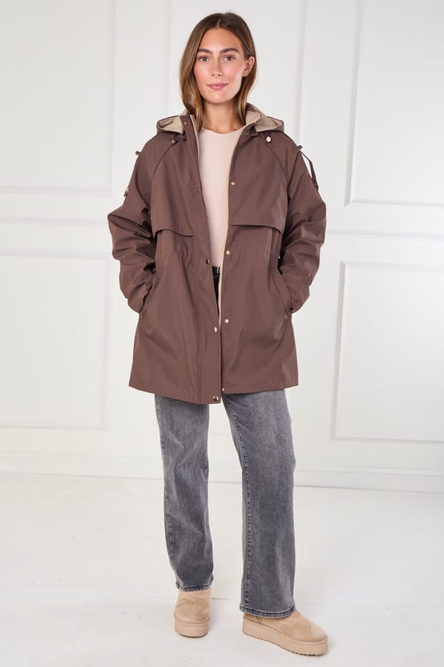 Love Sunshine Love Sunshine Women's Chocolate & Stone Reversible Parka in Brown - 2