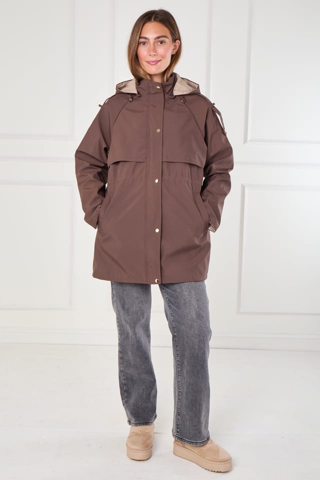 Love Sunshine Love Sunshine Women's Chocolate & Stone Reversible Parka in Brown - 3