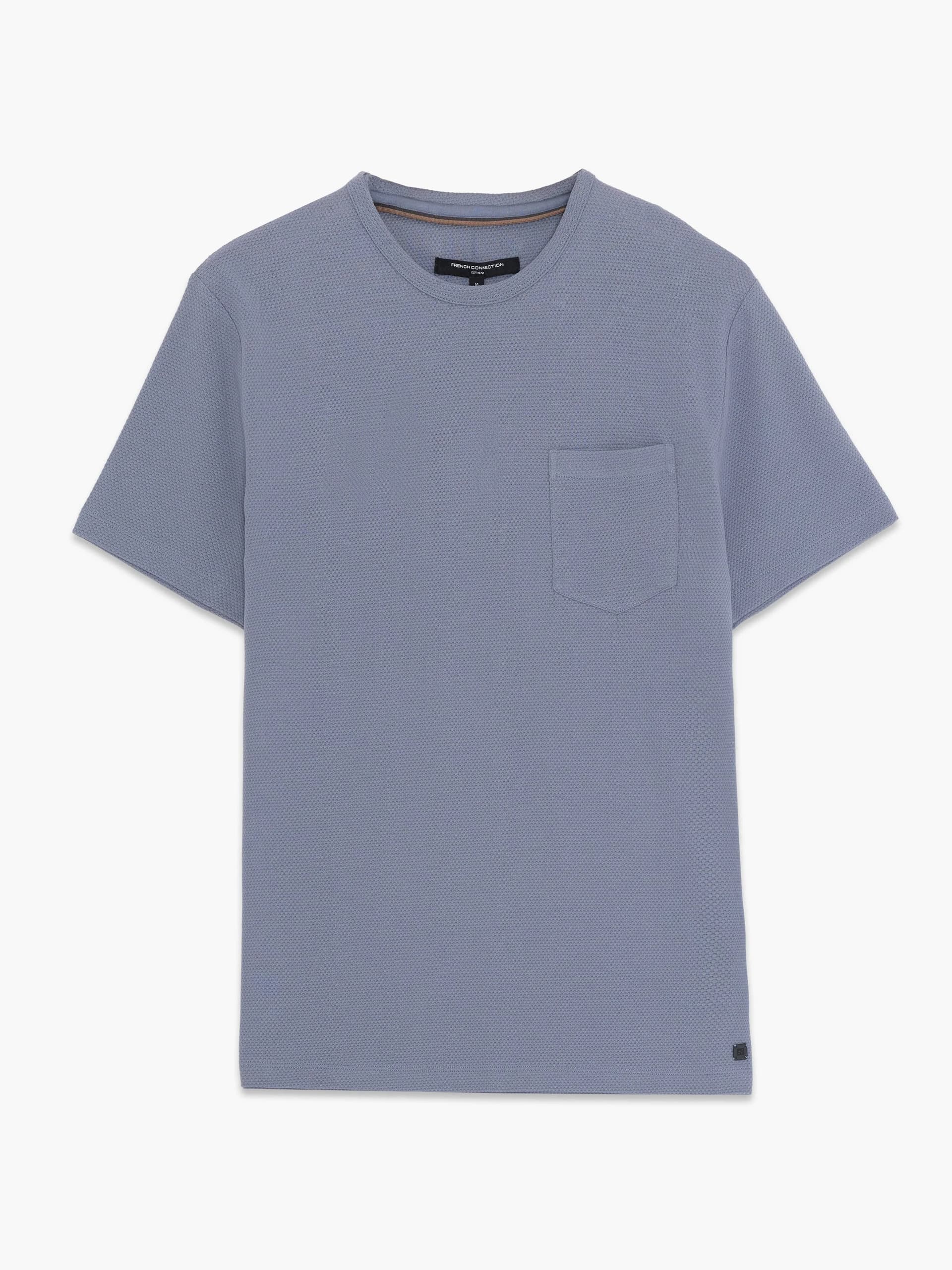 French Connection Blue Textured Pocket T-Shirt Light Blue/Marine