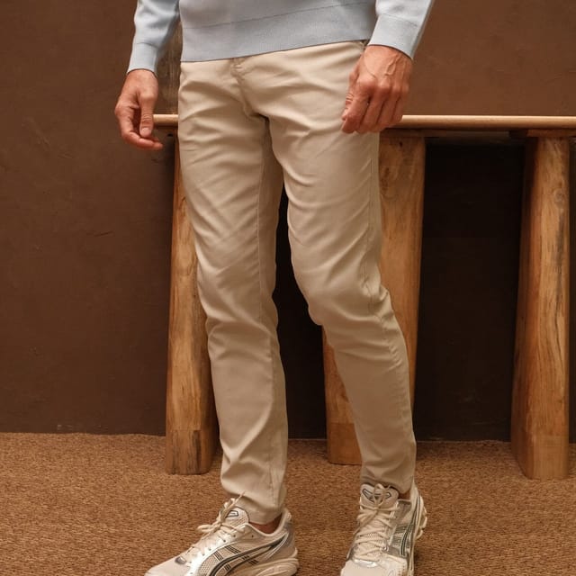 Walker & Hunt Walker & Hunt Men's Smart Pant in Stone - 3