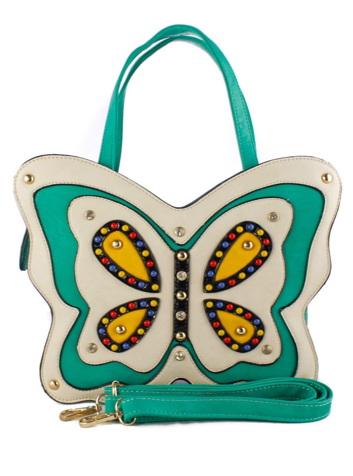 Fontanella Fashion Fontanella Fashion Women's Papillon Unique Design Buttlefly Top Handle Bag in Green - 2