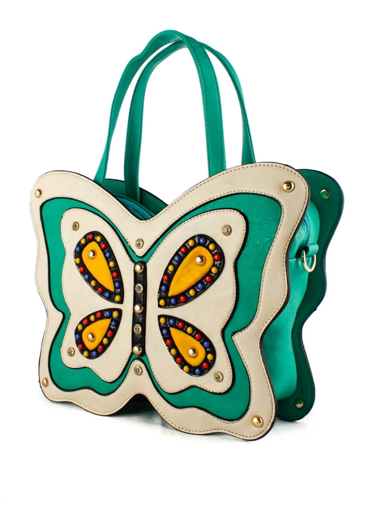 Fontanella Fashion Fontanella Fashion Women's Papillon Unique Design Buttlefly Top Handle Bag in Green - 3