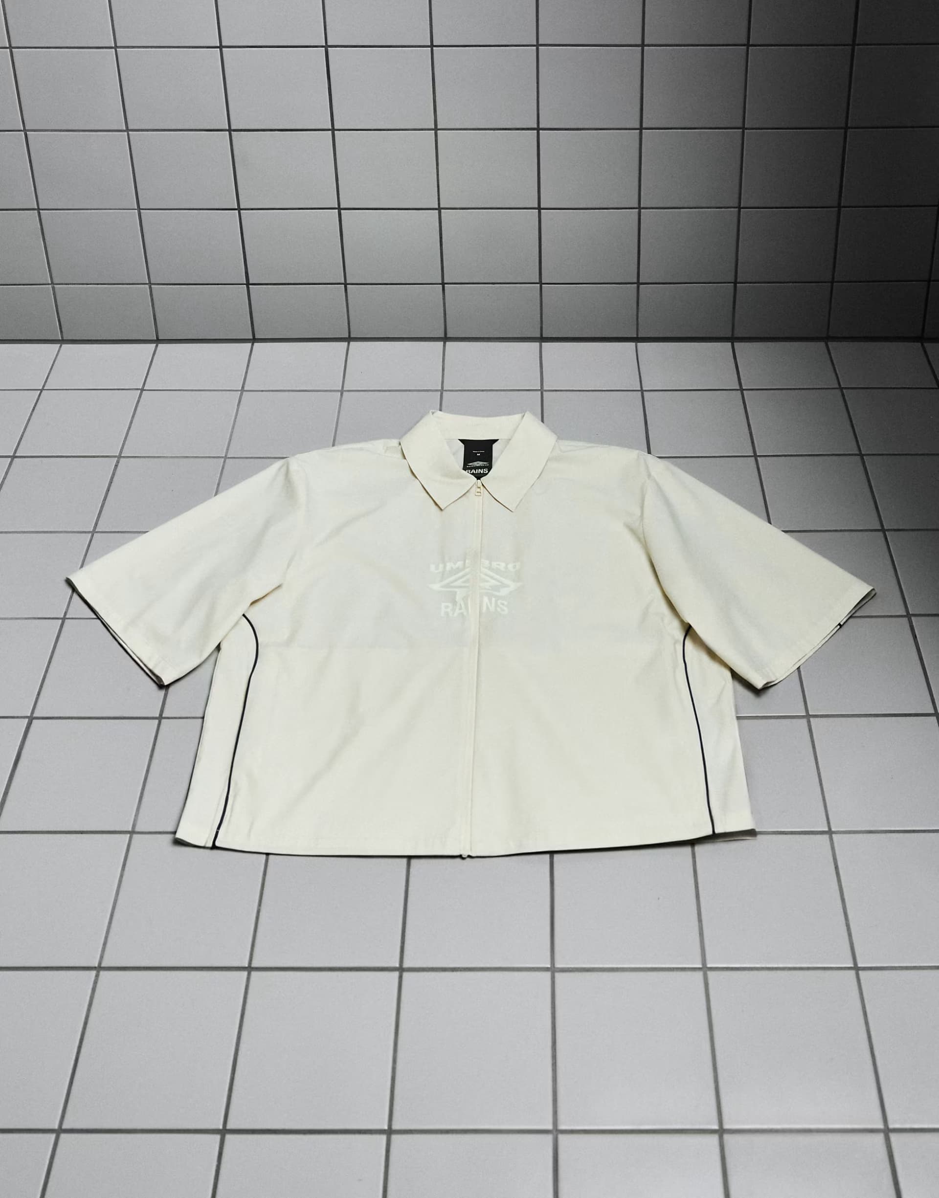 ASOS Rains X Umbro Drill water repellent short sleeve zip overshirt in beige