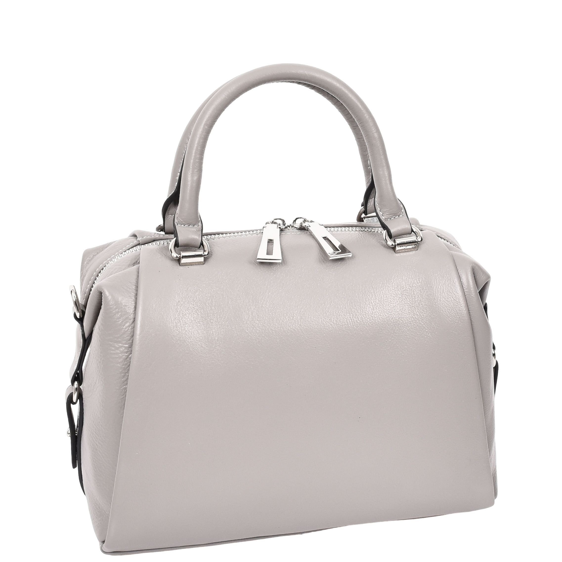 House of Leather House of Leather Women's Womens Real Leather Handbag Small Size Shoulder Bag Luna Ivory in Grey - 3