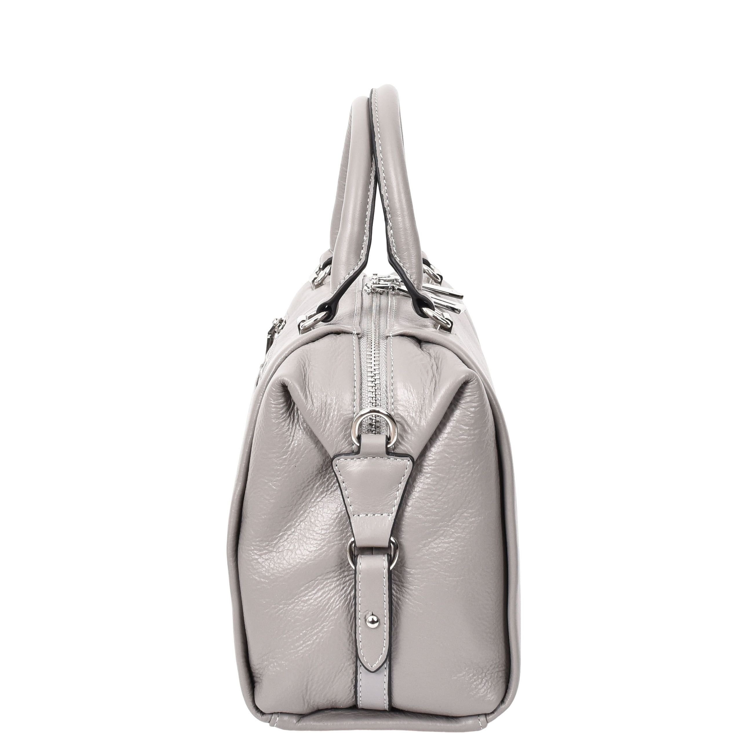 House of Leather House of Leather Women's Womens Real Leather Handbag Small Size Shoulder Bag Luna Ivory in Grey - 4