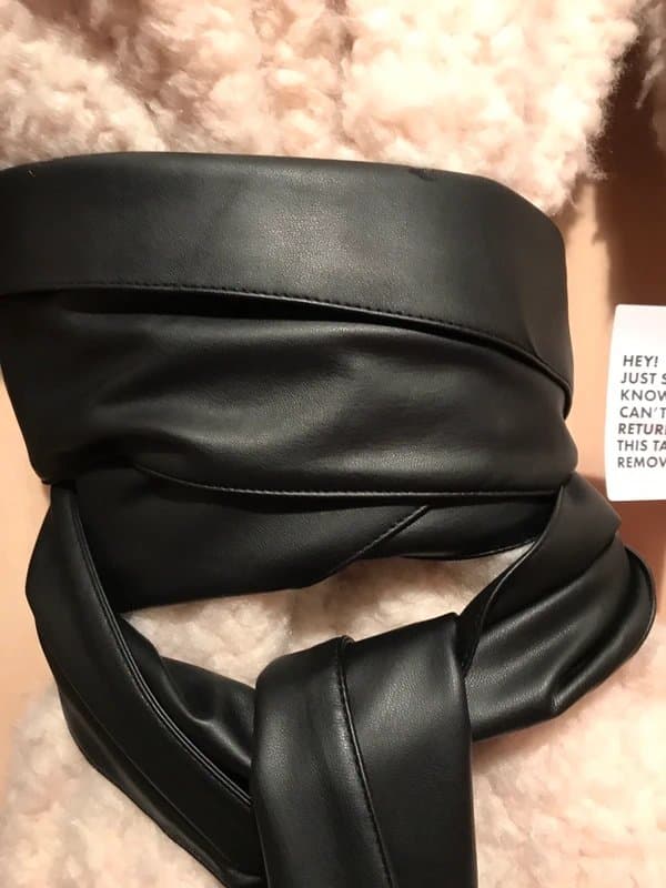 Asos luxe Ladies ‘ASOS Luxe’ Cream Borg Coat with black corset faux leather belt