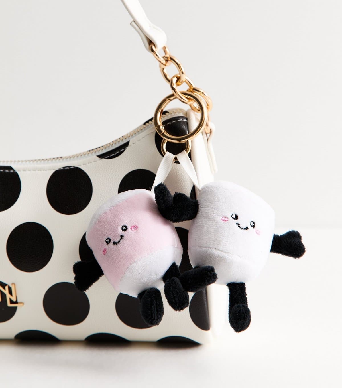 New Look White Marshmallow Plush Bag Charm New Look