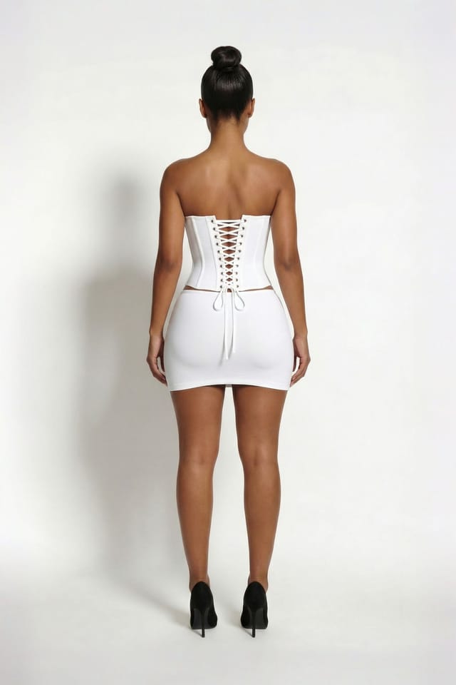 LEMONLUNAR LEMONLUNAR Women's The Samira Sculpt Low-Rise Bandage Mini Skirt White - 3