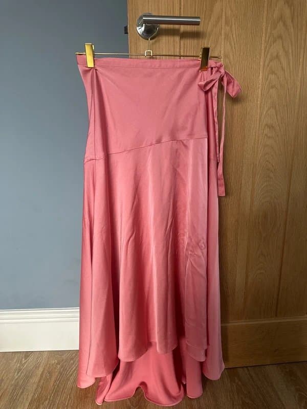 ASOS Pink satin midi skirt