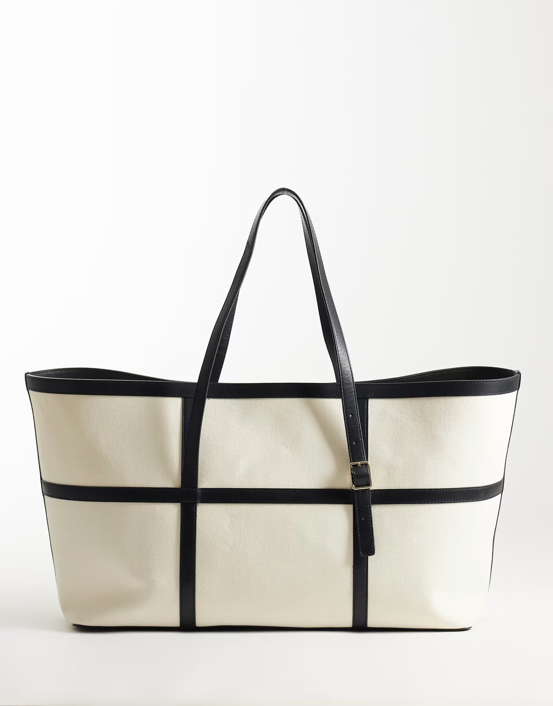 ASOS ASOS Pure Leather & Cotton Canvas Tote Bag in White