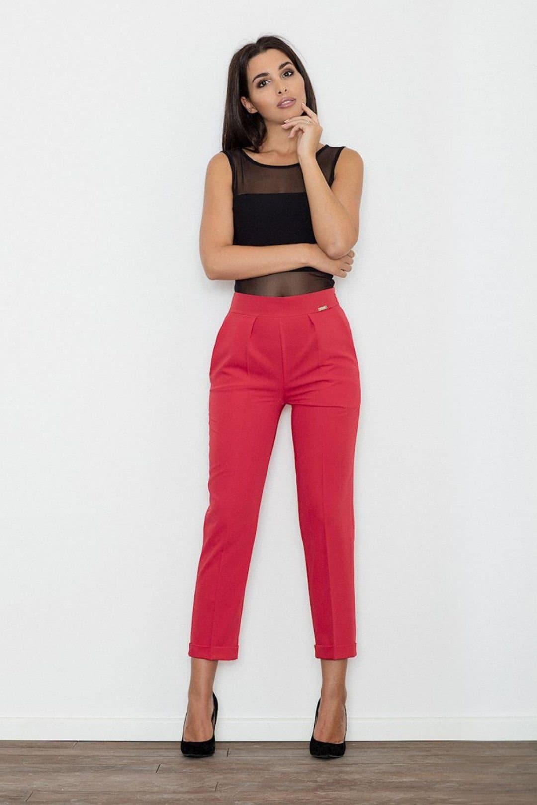 Love Lace Love Lace Red Fine Fabric Cropped Elegant Trousers