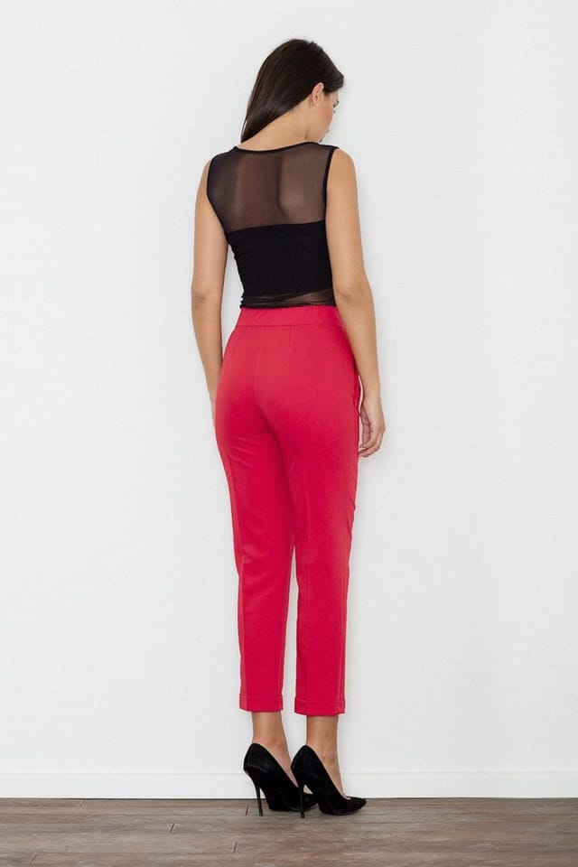 Love Lace Love Lace Women's Fine Fabric Cropped Elegant Trousers in Red - 2
