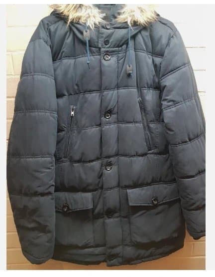ASOS ASOS Men's Faux Fur Trim Hooded Parka in Navy Size Large (40-42 in)