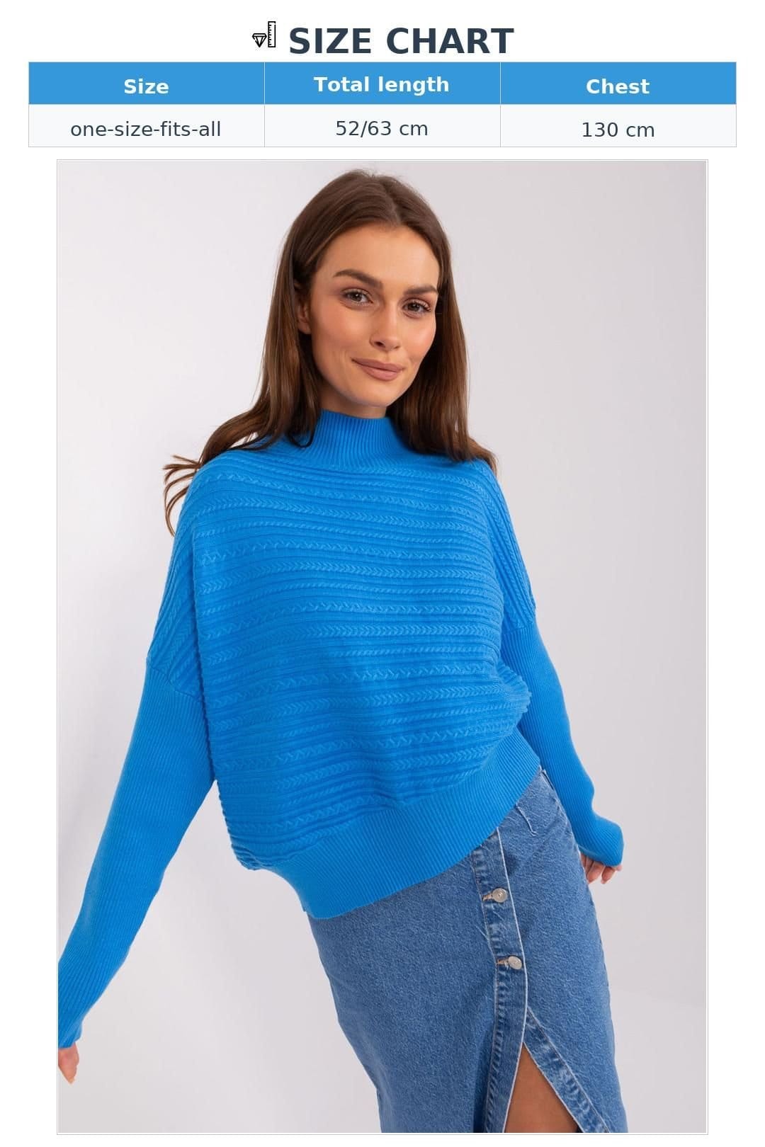 Love Lace Love Lace Women's Variegated Texture Low Turtleneck Sweater Style 186570 in Blue - 4