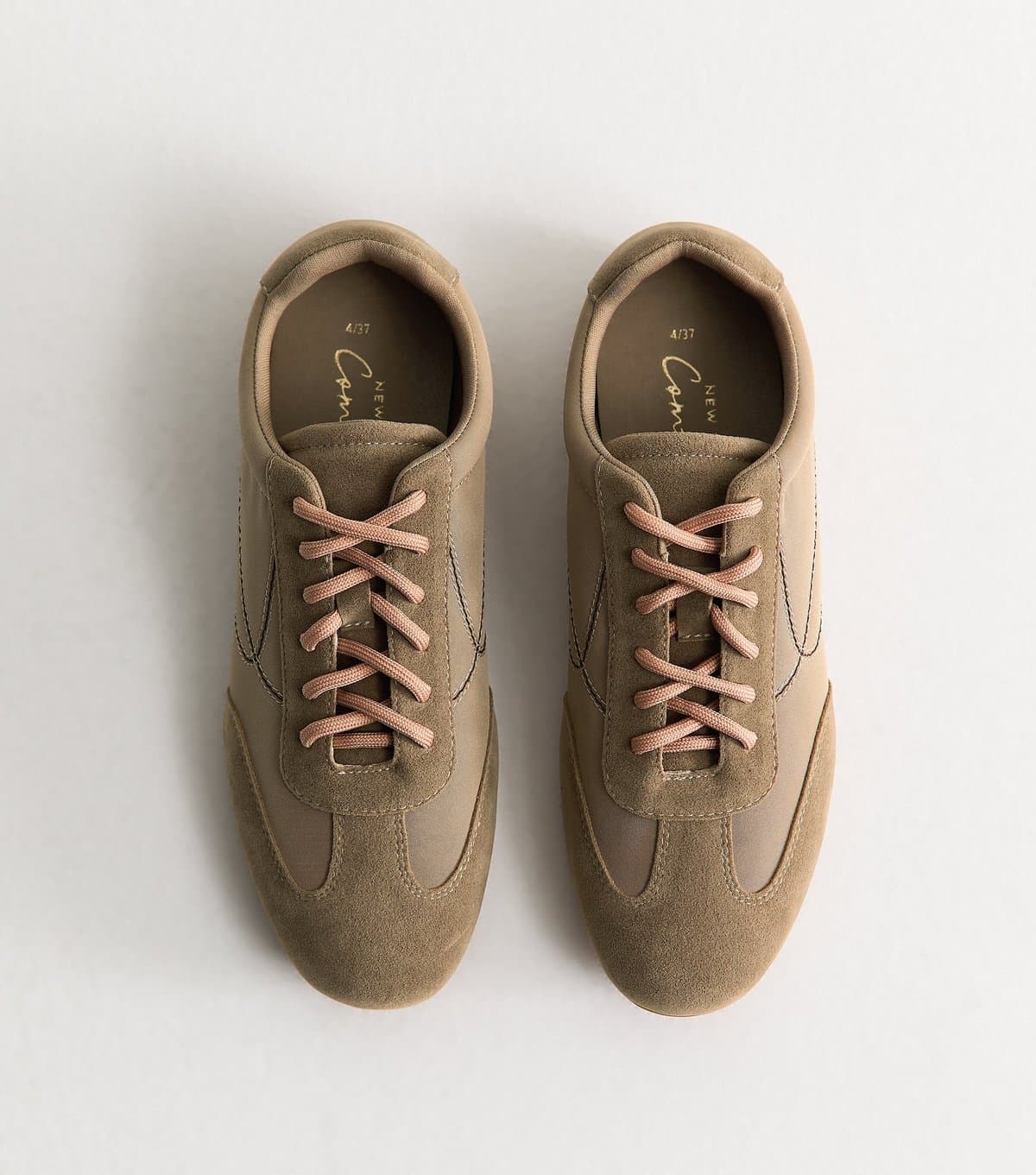 New Look Women's Camel Faux Suede Panelled Low Top Trainers Vegan New Look