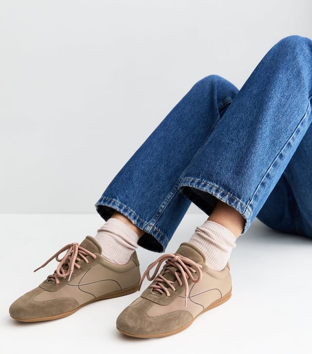 New Look Women's Camel Faux Suede Panelled Low Top Trainers Vegan New Look - 2