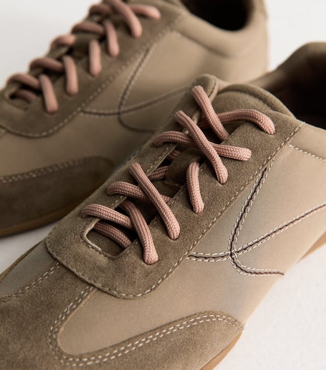 New Look Women's Camel Faux Suede Panelled Low Top Trainers Vegan New Look - 3