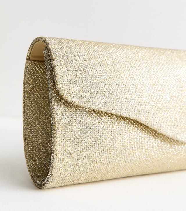 New Look Gold Sparkly Barrel Clutch Bag New Look - 3
