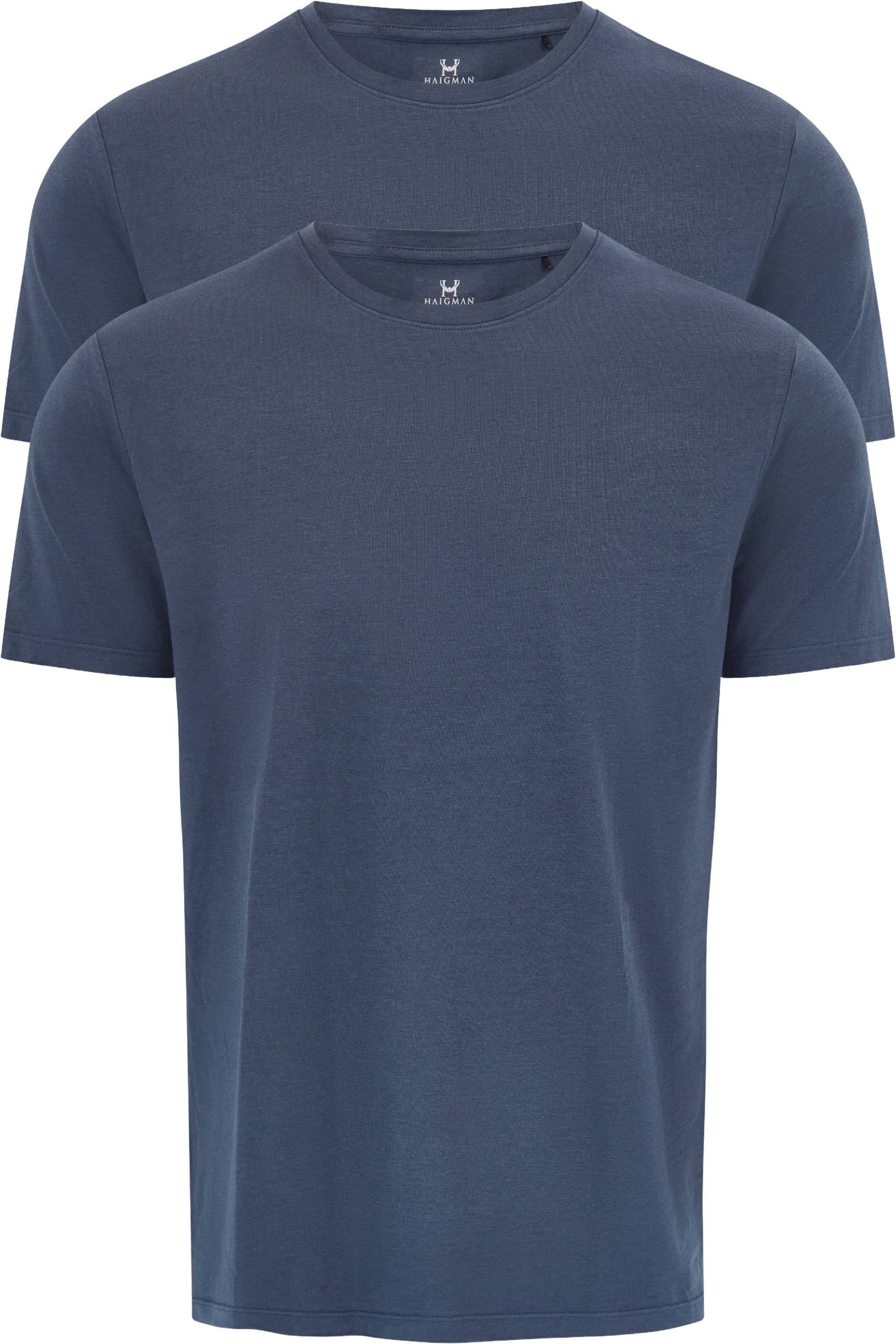 Haigman Haigman Men's 2 Pack Blue Bamboo Cotton T-Shirts
