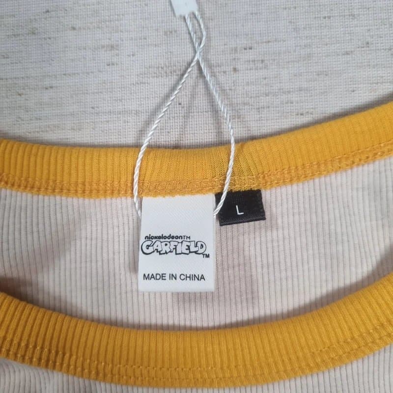 Shein Shein x Garfield – Cream Ribbed Crop Top – Size L