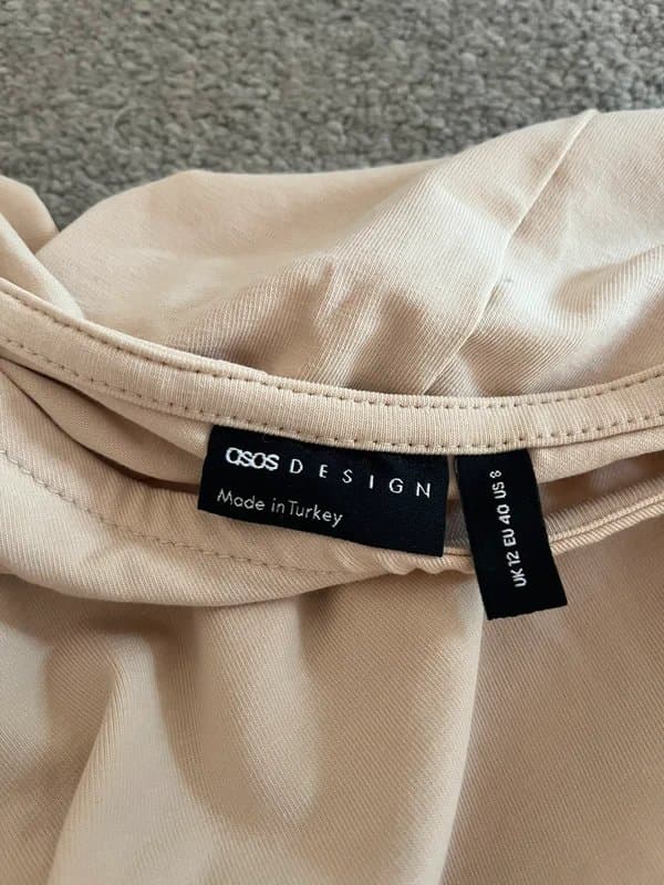 ASOS Design Nude/ cream one shoulder maxi dress