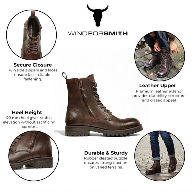 Windsor Smith Windsor Smith Men's Leather Military Lace-Up Combat Boots - Willem in Maroon - 3