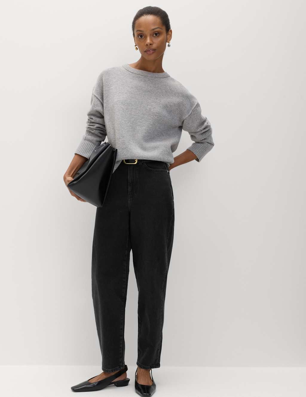 Marks & Spencer M&S Mom High Waisted Ankle Grazer Jeans Black - 2