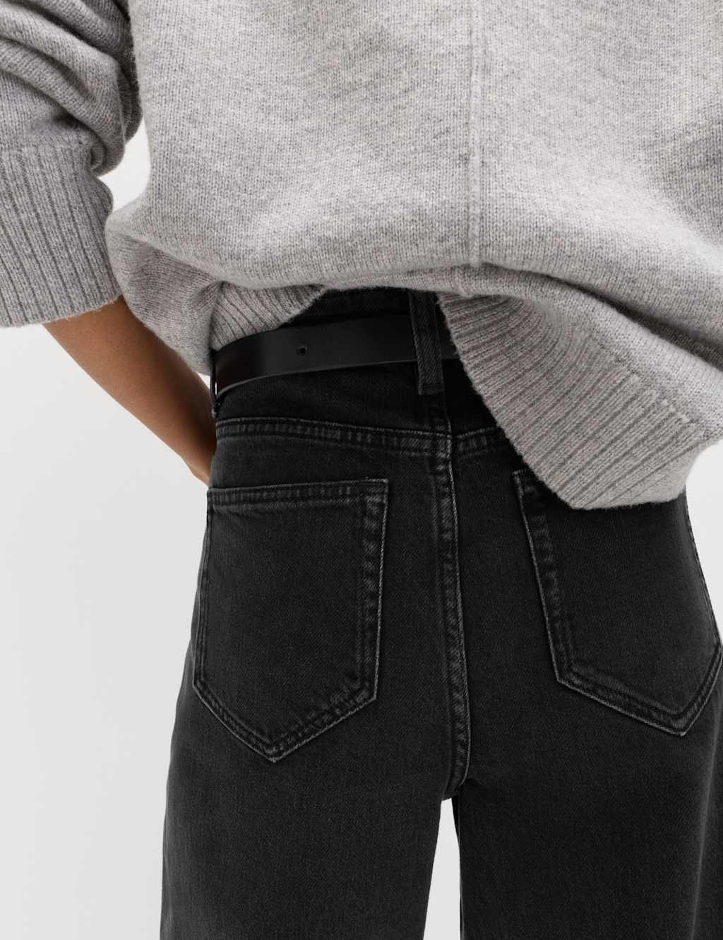 Marks & Spencer M&S Mom High Waisted Ankle Grazer Jeans Black - 3