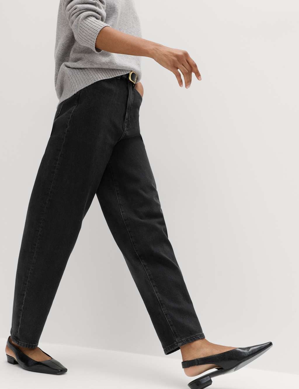 Marks & Spencer M&S Mom High Waisted Ankle Grazer Jeans Black - 4