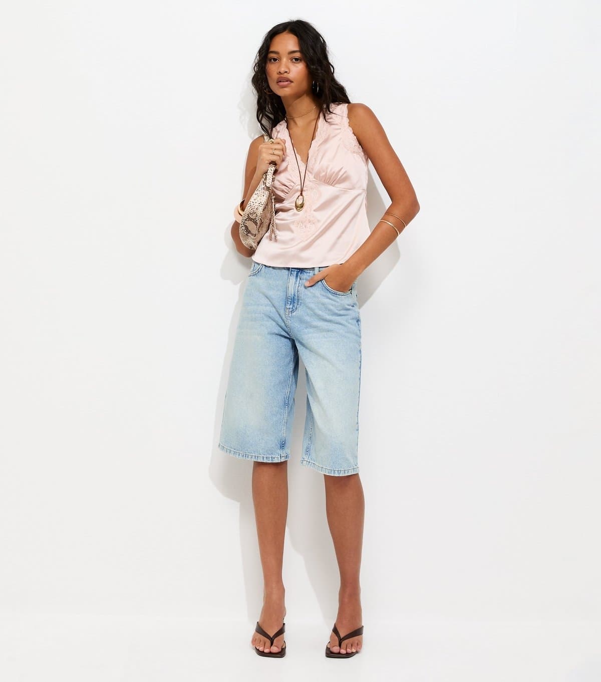 New Look Women's Light Blue Denim Jort Shorts New Look