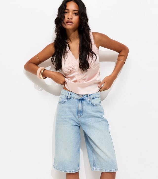 New Look Women's Light Blue Denim Jort Shorts New Look - 2