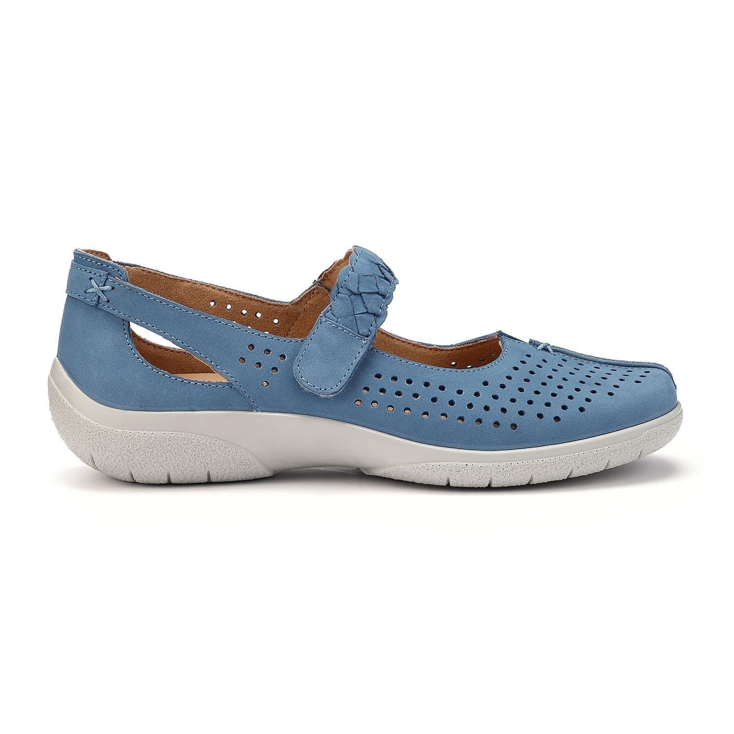 Hotter Hotter Women's Wide Fit 'Quake II' Classic Mary Janes in Mid Blue