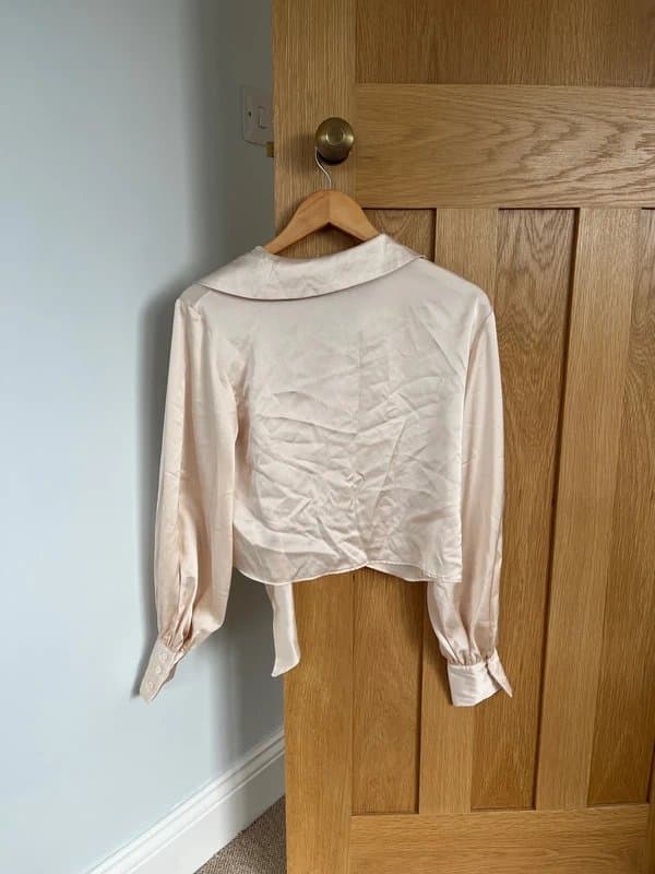 ASOS ASOS silk cropped tie front shirt