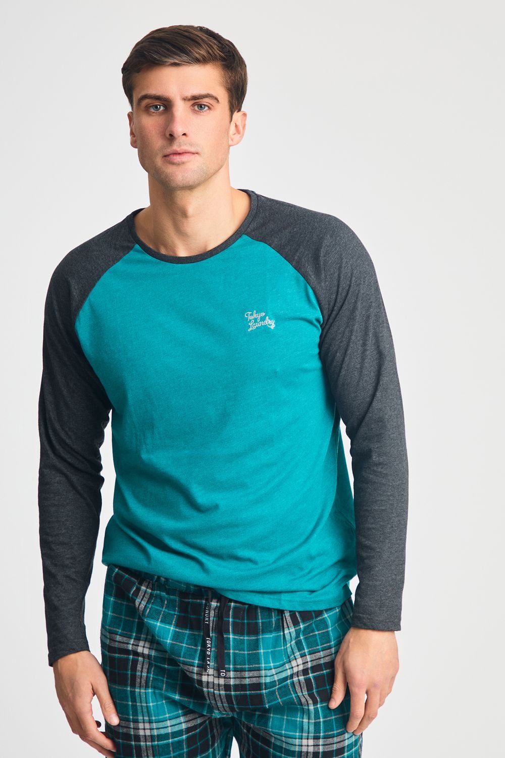 Tokyo Laundry Tokyo Laundry Men's Cotton 2-Piece Long Sleeve Top & Bottoms Pyjama Set in Green - 3