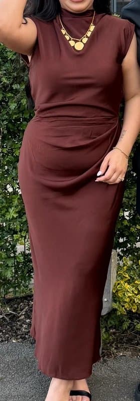 ASOS Petite Brown Silk Midi Dress