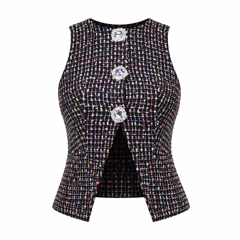 ASOS Luxe Multi Boucle Waistcoat with Embellished Buttons