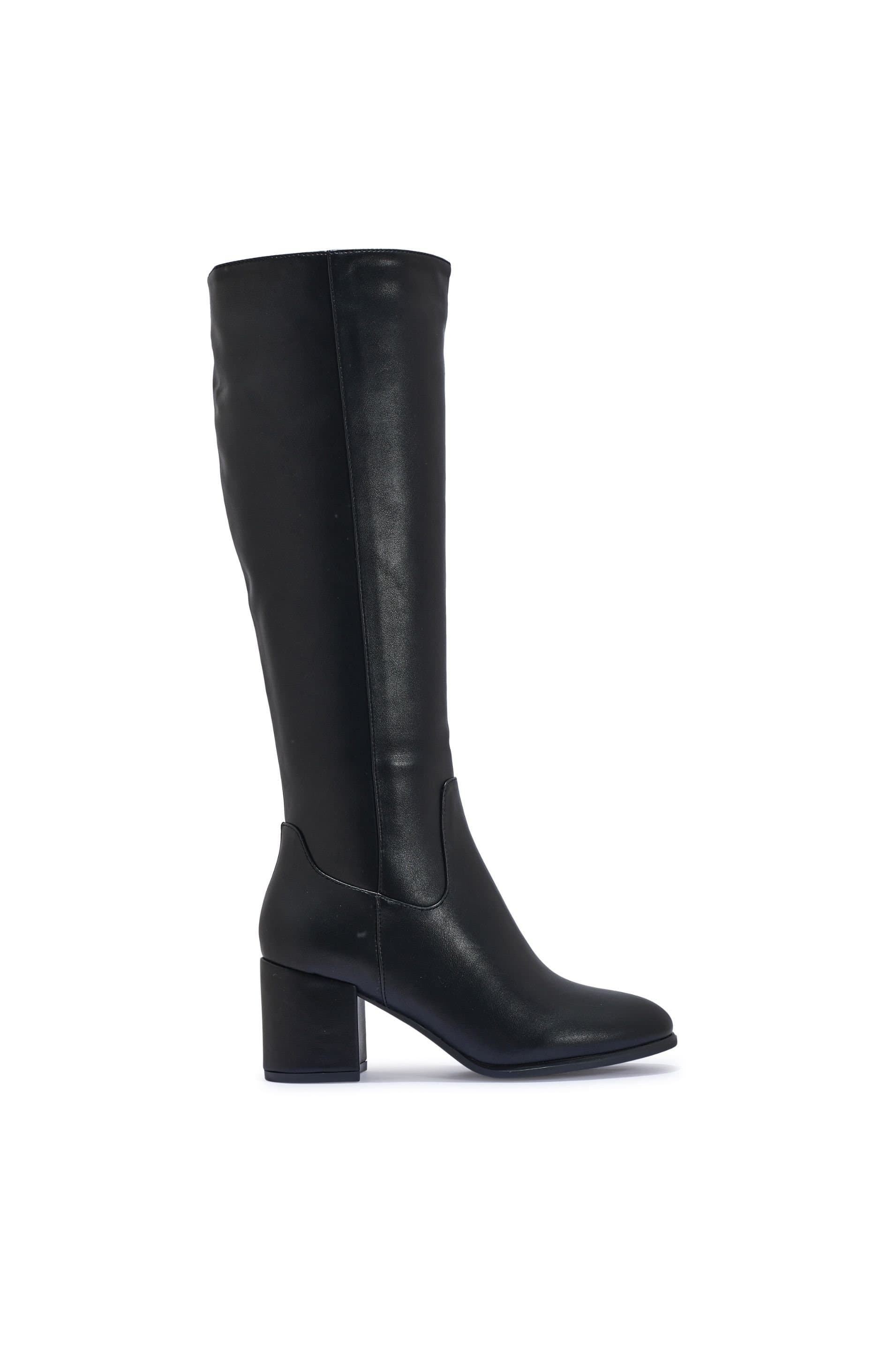 Truffle Collection Truffle Collection Women's Block Heel Casual Knee High Boots Zip Pointed Toe Shoes in Black