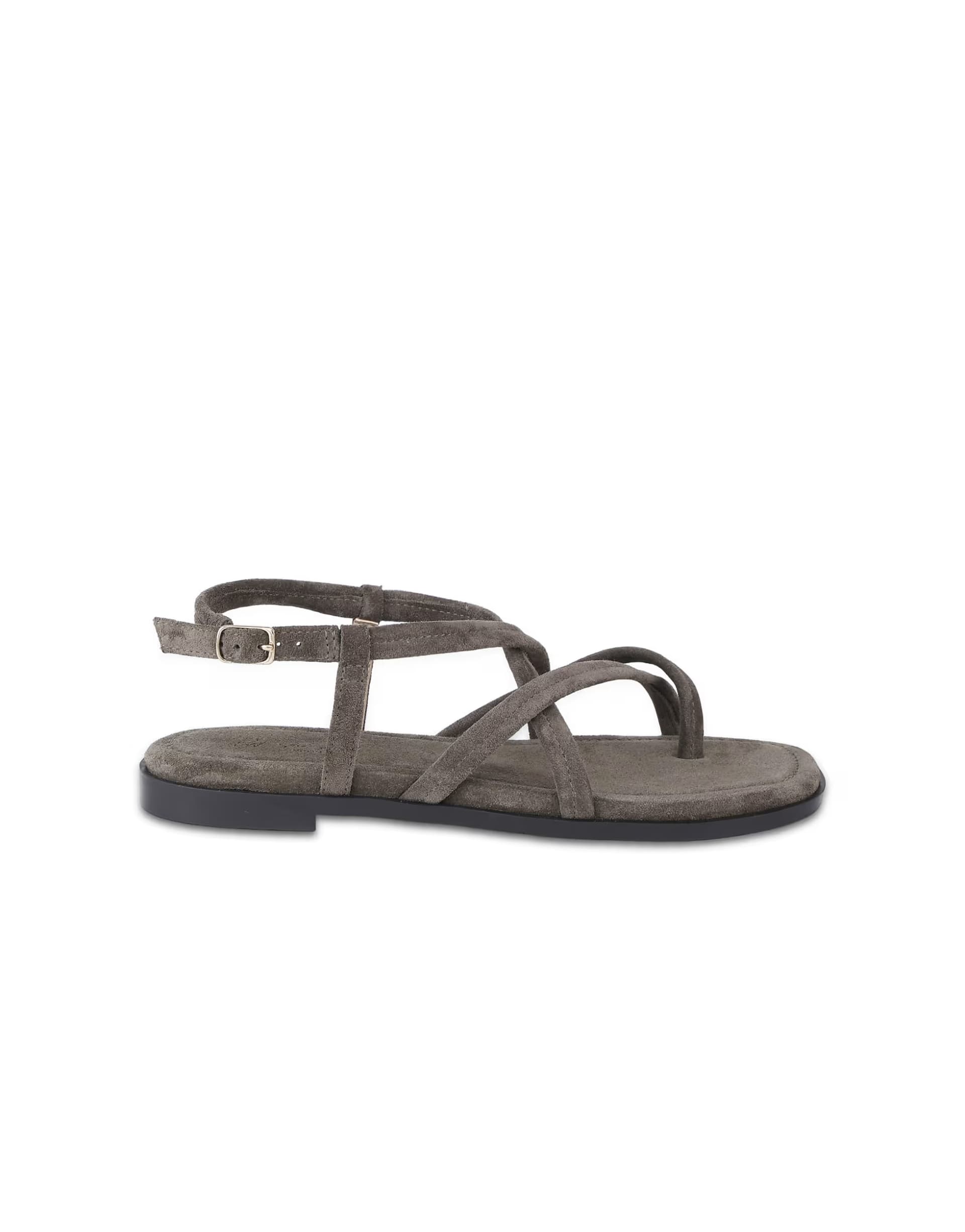 ASOS Off The Hook Natalie suede leather strappy flat sandals in khaki