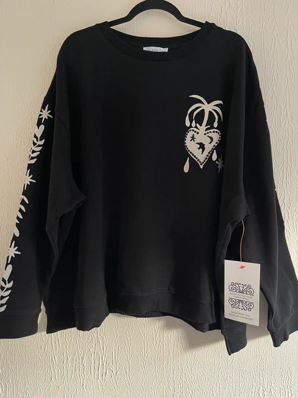 Never Fully Dressed Never fully dressed Black Sweatshirt with Ecru Embroidery BNWT size XL